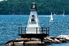 Sailboats Near Burlington Breakwater South Light